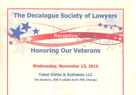 The Decalogue Society of Lawyers Reception Honoring Our Veterans